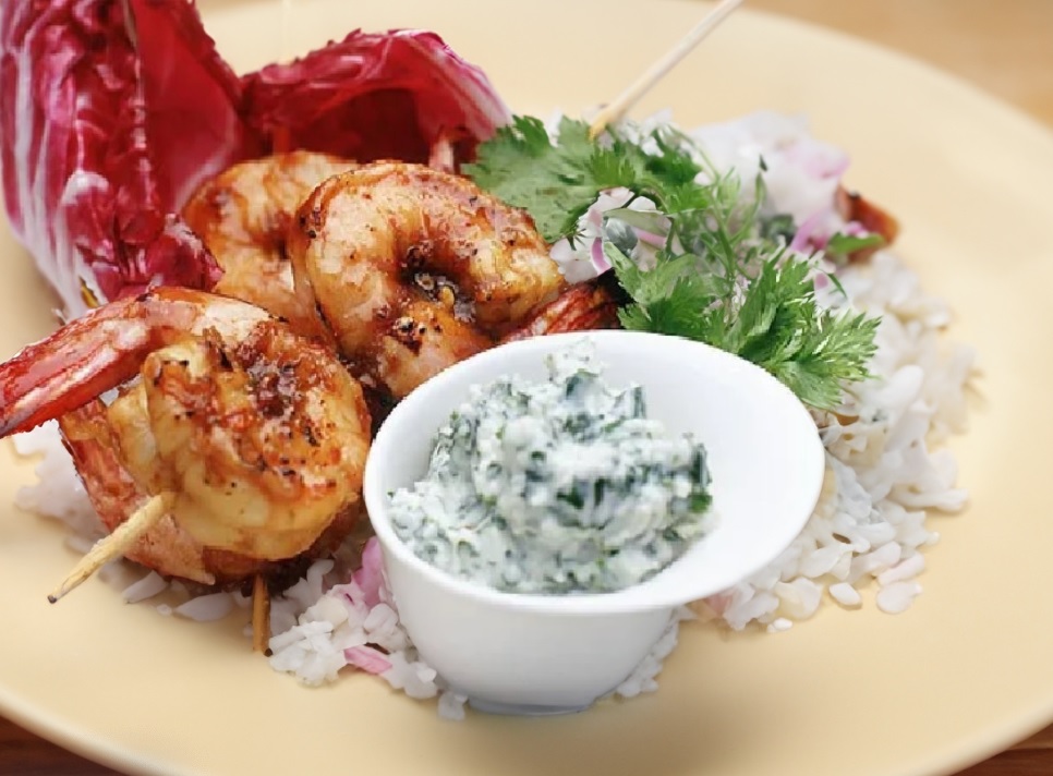 Tamarind Prawns with Coconut Dip